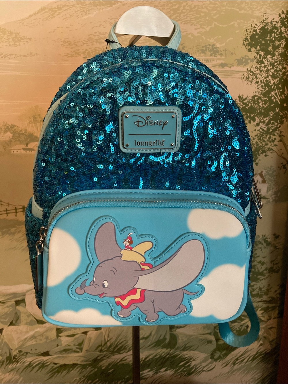 Loungefly + Disney  Blue Sequin Dumbo “Soar” Backpack